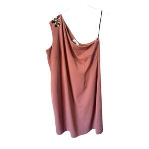 Tara Swennen Hot in Hollywood Rose Pink One Shoulder Jeweled Cocktail Dress XL‎